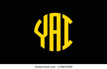 YAI Circle Emblem Abstract Monogram Letter Mark Vector Logo Template