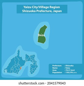 Yaizu City Village Region Shizuoka Prefecture Map, Japan