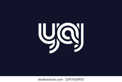 YAJ Creative Unique Modern Letter Logo Design. Stylized logo featuring a unique letter design, presenting abstract minimalist aesthetics and modern appeal.