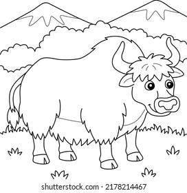 Yak Animal Coloring Page For Kids