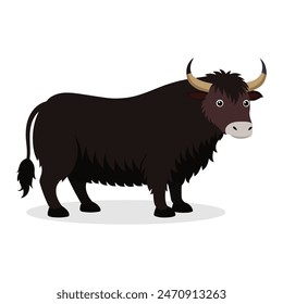 
Yak animal flat vector illustration on white background.