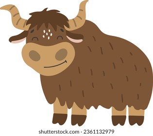 Yak animal vector, Abstract baby yak vector, safari animal, cute animal isolated, adorable yak for print, vector illustration