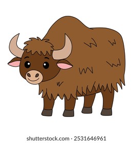 Yak coloring pages for kids. Trace and color Yak. Yak animal flashcard for kids vector illustration. Letters Y is for Yak. Kindergarten and preschool worksheets printable for kids.