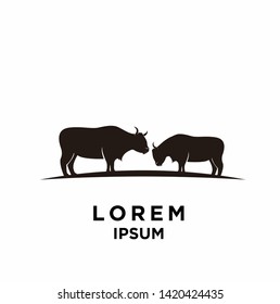 yak cow black logo icon design vector illustration