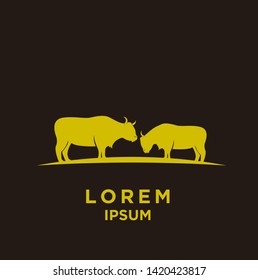 yak cow gold black logo icon design vector illustration
