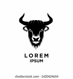 Yak Cow Head Black Logo Icon Design Vector Illustration