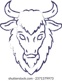 Yak face hand drawn vector illustration