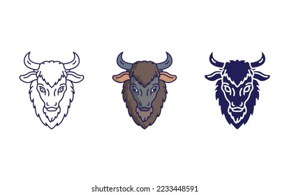 Yak face line and glyph icon, vector illustration