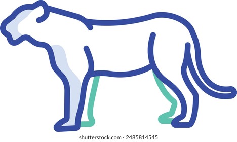 Yak face outline color vector illustration