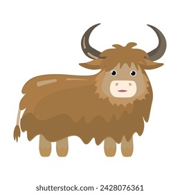 Yak. Flat design. Vector childish illustration. 
