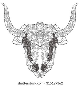 Taurus Zentangle Zodiactaurus Zentangle By Hand Stock Vector (Royalty ...