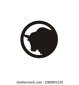 Yak Head Silhouette logo design inspiration