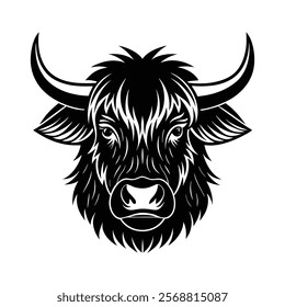 Yak head vector silhouette art illustration