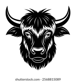 Yak head vector silhouette art illustration