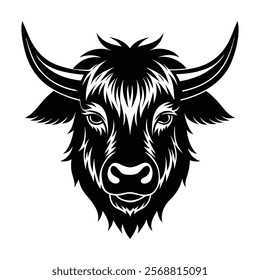 Yak head vector silhouette art illustration