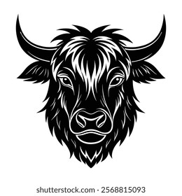 Yak head vector silhouette art illustration