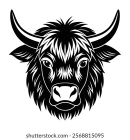 Yak head vector silhouette art illustration