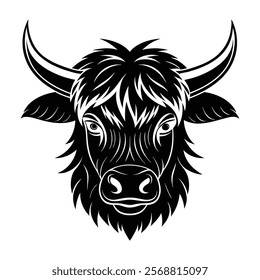 Yak head vector silhouette art illustration