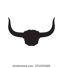 Diseño plano de la ilustración del Vector de la silueta de los cuernos del yak sobre fondo blanco