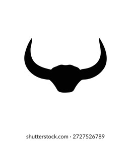 Diseño plano de Vector de silueta de cuernos de yak sobre fondo blanco.