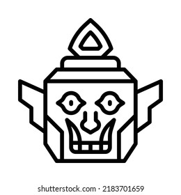 Yak Icon. Line Art Style Design Isolated On White Background