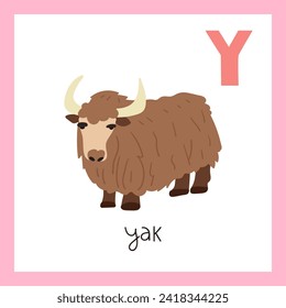 Yak. Letter Y. English alphabet for kids. Educational vector illustration.