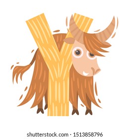 Yak and the letter Y. Vector illustration on a white background.