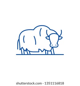 Yak line icon concept. Yak flat  vector symbol, sign, outline illustration.