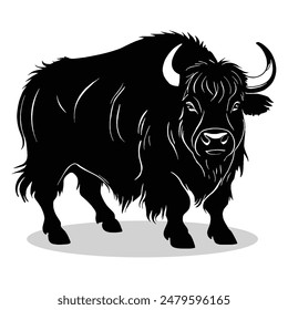 Yak outline and symbols. Dark level variety basic exquisite white foundation Yak animal vector and silhouette icon.