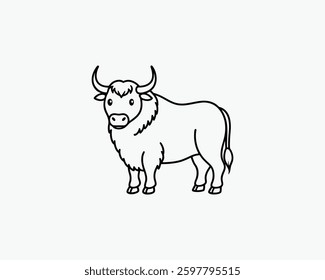 yak outline vector art black color illustration design