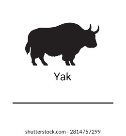 Yak Silhouette Against A White Background Minimalist Animal Shape