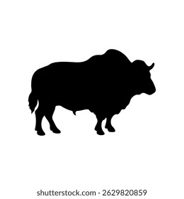 Yak silhouette icon vector flat design on white background.