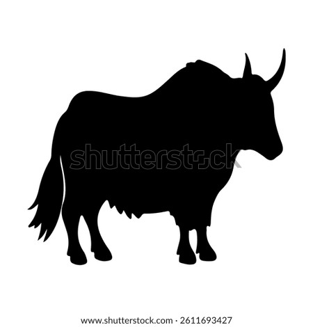 Yak silhouette icon vector flat design on white background.