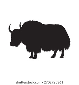 Yak silhouette vector flat illustration design on white background