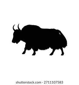Diseño de ilustración plana de Vector de silueta de yak.