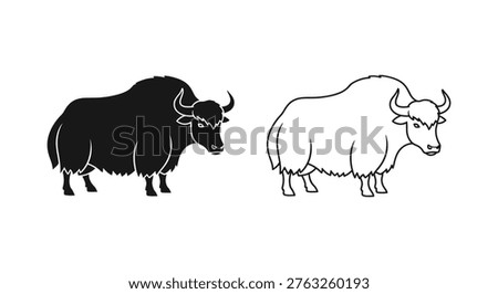 Yak vs Bison Distinctive Animal Comparison Guide Vector