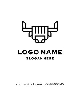 yak yaks cow head black logo icon design vector illustration