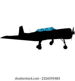 Yak-18 Warbird in silhouette - A military flight training aircraft