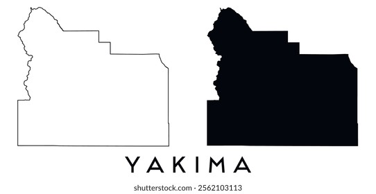 Yakima County map outline and black silhouette vector