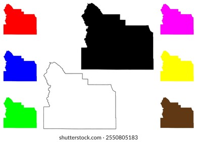 Condado de Yakima, Estado de Washington (Condado dos EUA, Estados Unidos da América, EUA, EUA) mapa ilustração vetorial, esboço de rabisco Mapa de Yakima