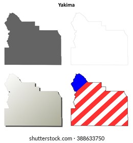 Yakima County, Washington Blank Outline Map Set