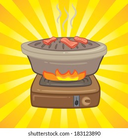 yakiniku icon with burst background