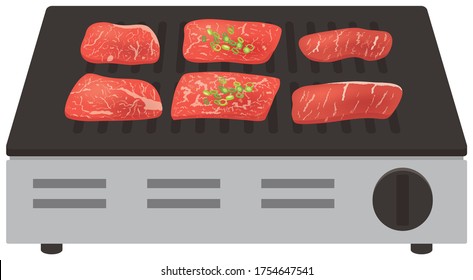 Yakiniku on a  gas roaster.