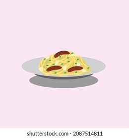 Yakisoba Cartoon Flat Vector Illustration