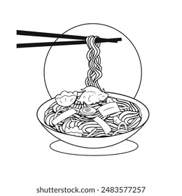 Yakisoba tasty Japanese food, fresh for healthy, vector illustration cartoon style.