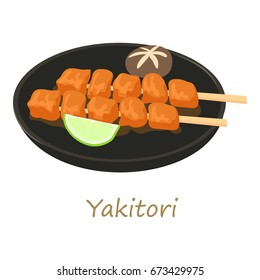 Yakitori icon. Cartoon illustration of yakitori vector icon for web isolated on white background