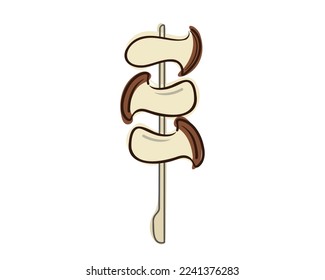 Yakitori Pecipe, king oyster mushroom. Vector illustration