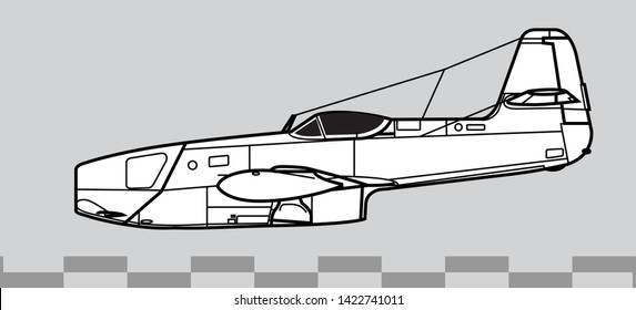 Yakovlev Yak-23 Flora. Outline vector drawing