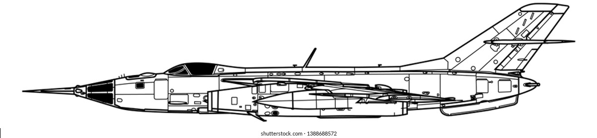 Yakovlev Yak-28PP Firebar. Outline vector drawing