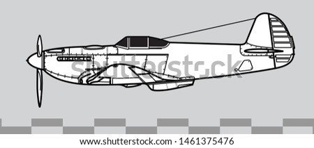 Yakovlev Yak-3. Outline vector drawing